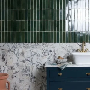 Stone Glaze Ceramic Petrol Green Brick